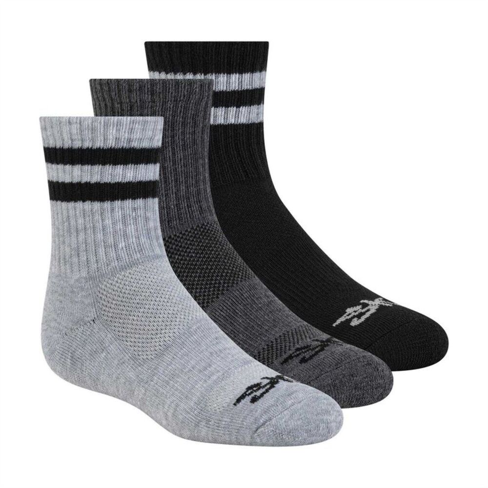 Skechers Childrens/Kids Logo Crew Socks (Pack of 3) / Gray/Black/Dark Grey